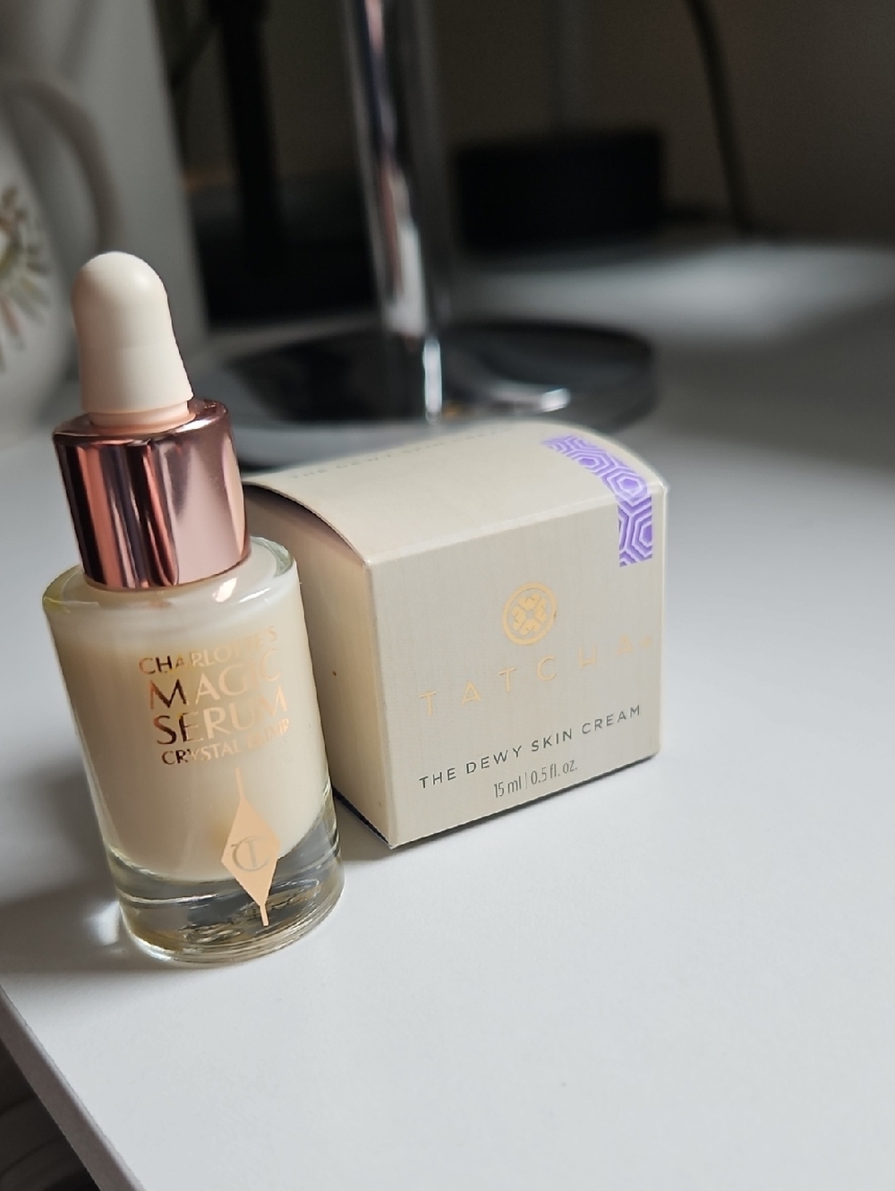 Charlotte Tilbury Magic Serum Crystal Elixir And Tatcha Mini Cream